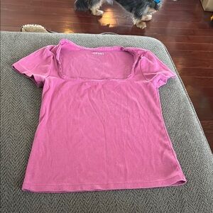 Old Navy Pink Flutter Sleeve Fitted T-Shirt